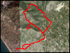 Veduta satellitare con traccia GPS del percorso