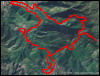 Veduta satellitare con traccia GPS del percorso