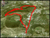 Veduta satellitare con traccia GPS del percorso