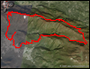 Veduta satellitare con traccia GPS del percorso