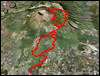 Veduta satellitare con traccia GPS del percorso