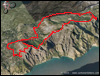 Veduta satellitare con traccia GPS del percorso